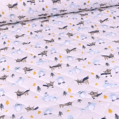 Tissu Matelassé Tayo sur fond Blanc
