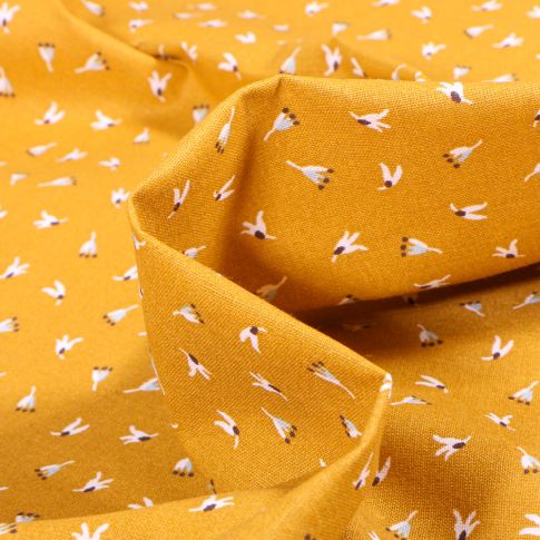 Tissu Coton imprimé Bio Arty Spity sur fond Jaune