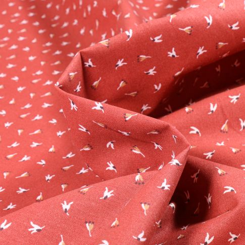 Tissu Coton imprimé Bio Arty Spity sur fond Terre de Sienne