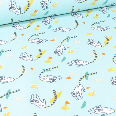 Tissu Coton imprimé Arty Srumi sur fond Vert menthe