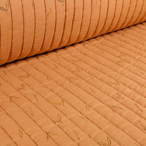 Tissu Double gaze Matelassée Hope métallisé sur fond Camel