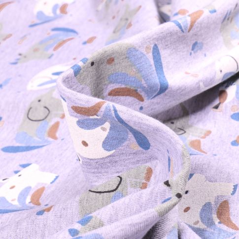 Tissu Jersey Coton envers gratté Sundara sur fond Gris chiné