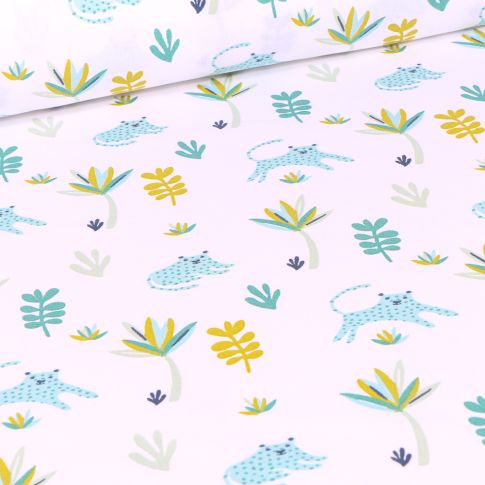 Tissu Coton imprimé Arty Tanako sur fond Blanc