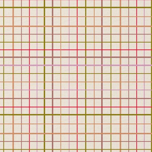 Tissu Coton enduit Tanguy carreaux sur fond Ecru