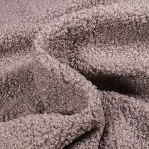 Tissu Fausse fourrure Teddy Bouclettes Camille Gris pierre