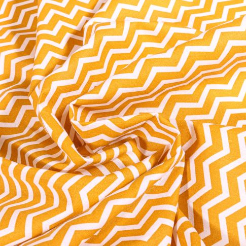 Tissu Coton imprimé Chevrons Arty Jaune curcuma