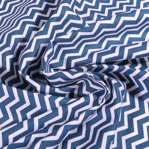 Tissu Coton imprimé Chevrons Arty Bleu indigo