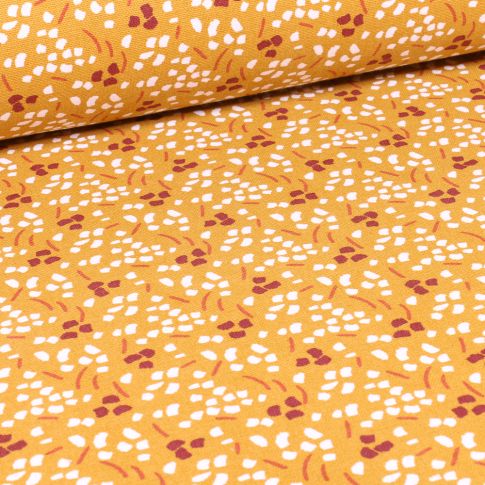 Tissu Toile de Coton Thraun sur fond Jaune
