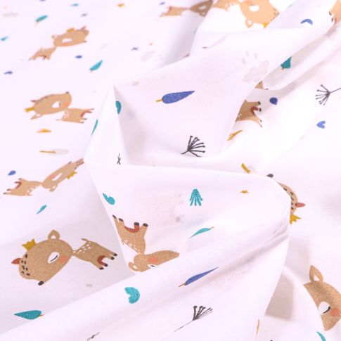 Tissu Coton imprimé Arty Tifaon sur fond Blanc