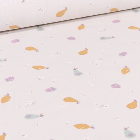 Tissu Coton imprimé Arty Tifruit sur fond Naturel