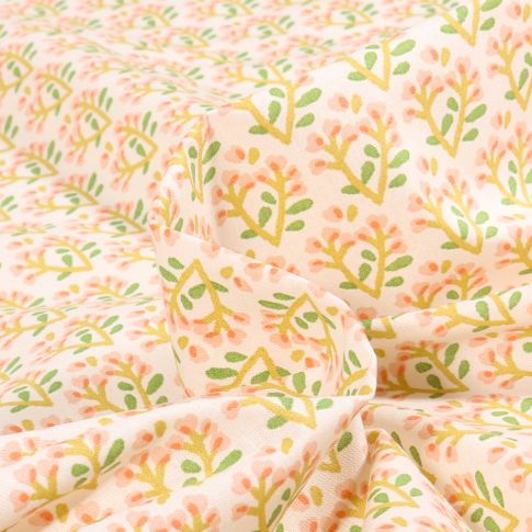 Tissu Coton imprimé Arty Tinus sur fond Blanc cassé