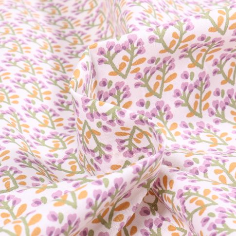 Tissu Coton imprimé Arty Tinus Violine sur fond Blanc cassé