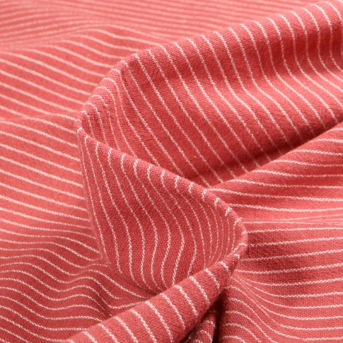 Tissu Coton lavé Rym sur fond Terracotta