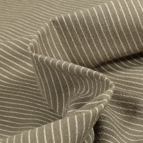 Tissu Coton lavé Rym sur fond Vert kaki