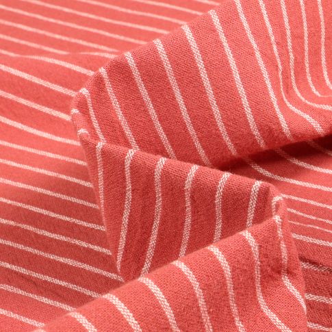 Tissu Coton lavé Rina sur fond Terracotta