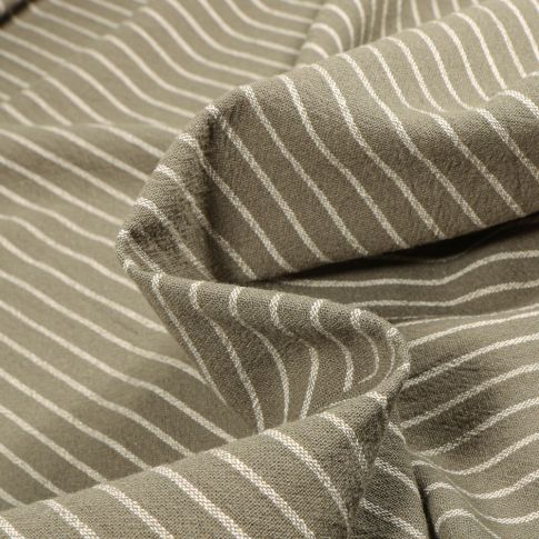 Tissu Coton lavé Rina sur fond Vert kaki