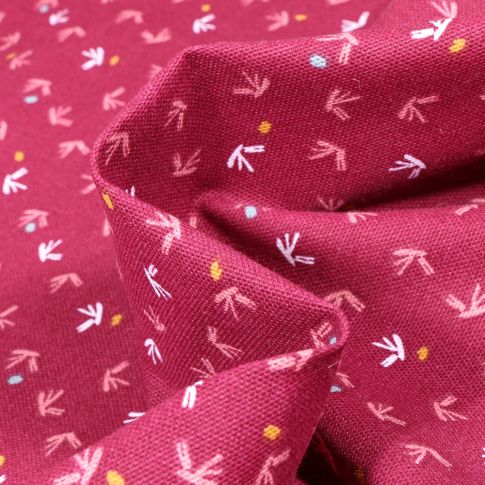Tissu Toile de Coton Tista sur fond Lie de vin