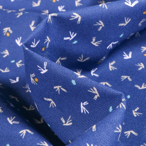 Tissu Toile de Coton Tista sur fond Bleu roi