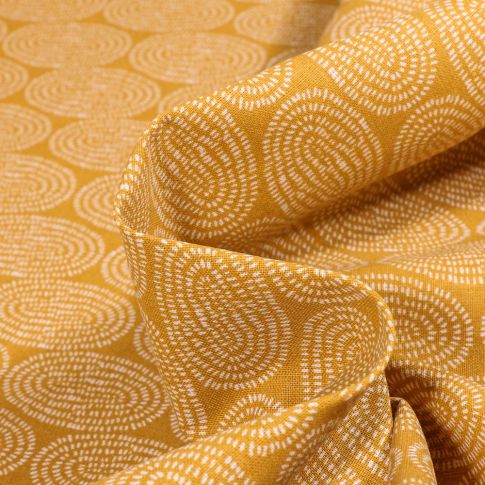 Tissu Coton imprimé Tomo sur fond Ocre