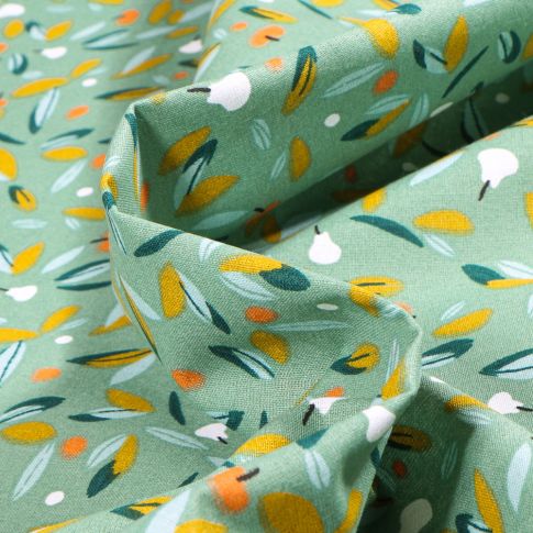 Tissu Coton imprimé Arty Tsipa sur fond Vert