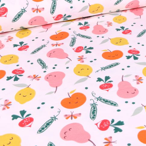 Tissu Jersey coton Veggy sur fond Blanc