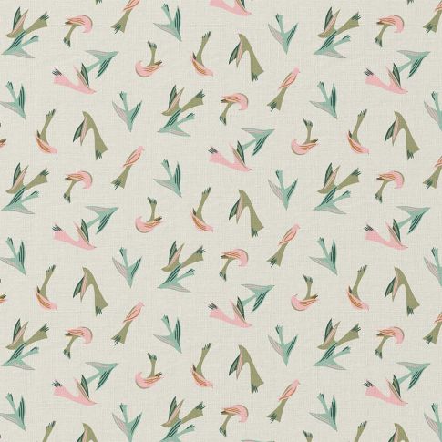 Tissu Coton imprimé Arty Voltige sur fond Blanc cassé