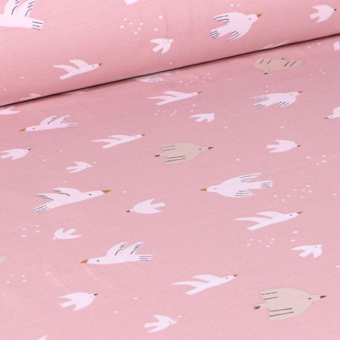 Tissu Jersey Coton Arty Wazou sur fond Rose
