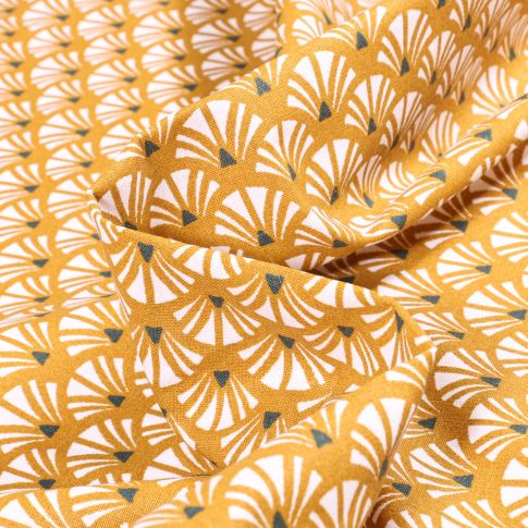Tissu Coton imprimé Arty Yazo sur fond Jaune