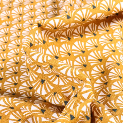 Tissu Viscose Yazo sur fond Jaune