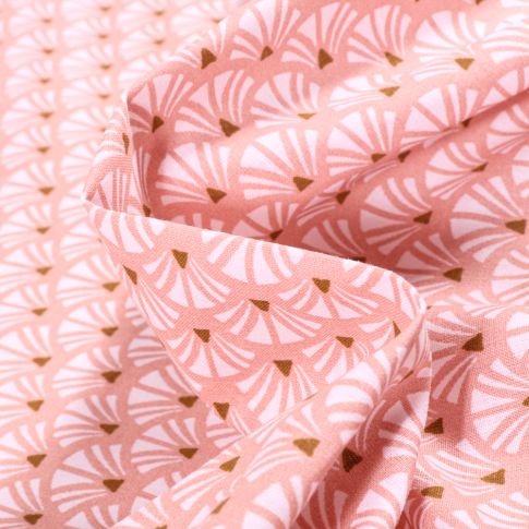 Tissu Coton imprimé Arty Yazo sur fond Rose