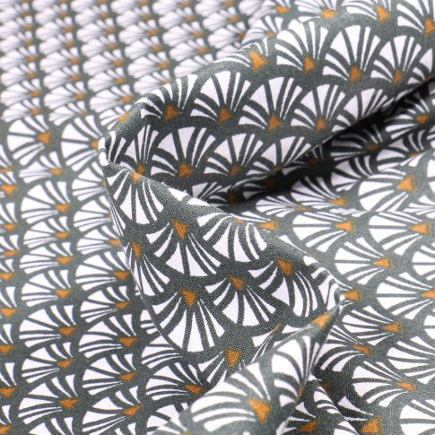 Tissu Coton imprimé Arty Yazo sur fond Gris