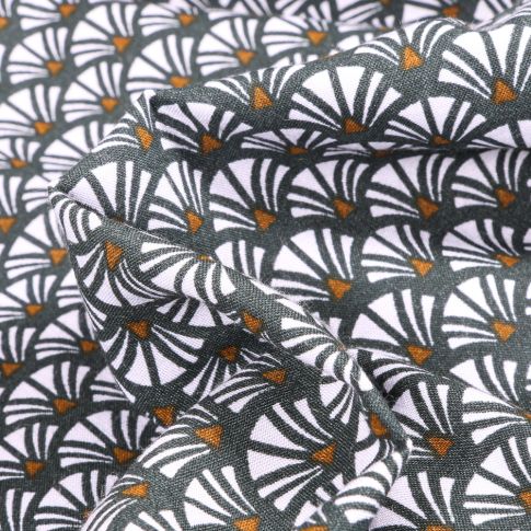Tissu Viscose Yazo sur fond Gris anthracite