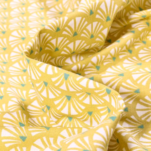 Tissu Coton imprimé Arty Yazo sur fond Jaune vif