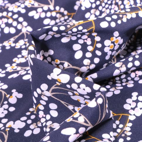 Tissu Viscose Yoichi sur fond Bleu marine