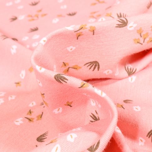 Tissu Jersey Coton Yposia sur fond Rose