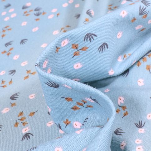 Tissu Jersey Coton Yposia sur fond Bleu ciel chiné