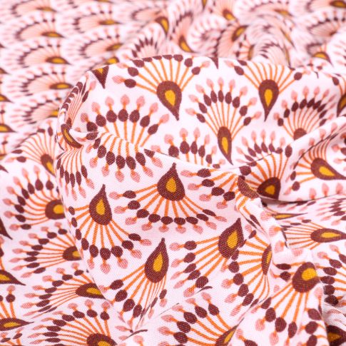 Tissu Viscose Arty Zadani sur fond Marsala