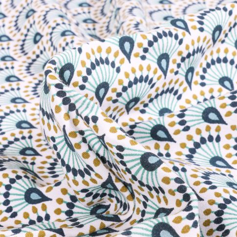 Tissu Viscose Arty Zadani sur fond Bleu