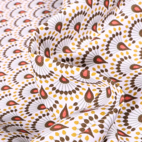 Tissu Toile de Coton Zadani sur fond Jaune