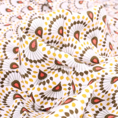 Tissu Viscose Arty Zadani sur fond Jaune pastel