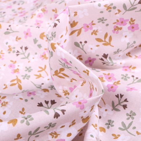 Tissu Coton imprimé Zalia sur fond Naturel
