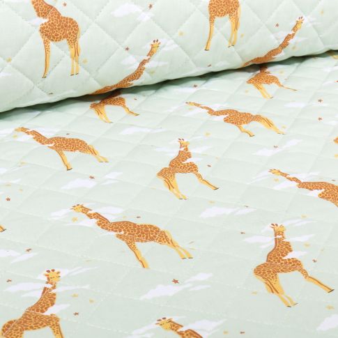 Tissu Matelassé Zefira sur fond Vert menthe clair