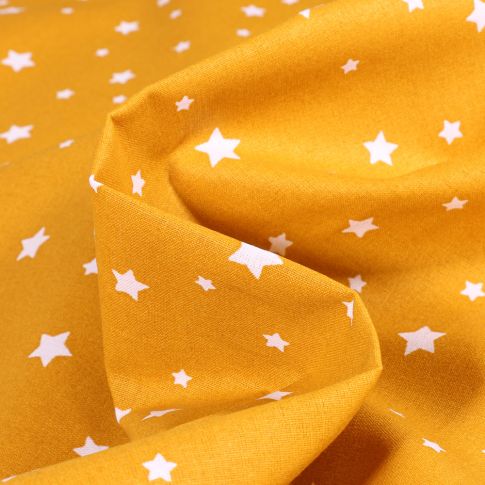Tissu Coton imprimé Arty Zetoile sur fond Jaune moutarde