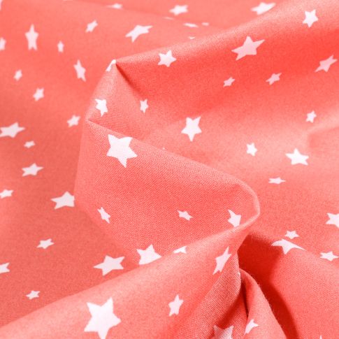 Tissu Coton imprimé Arty Zetoile sur fond Corail