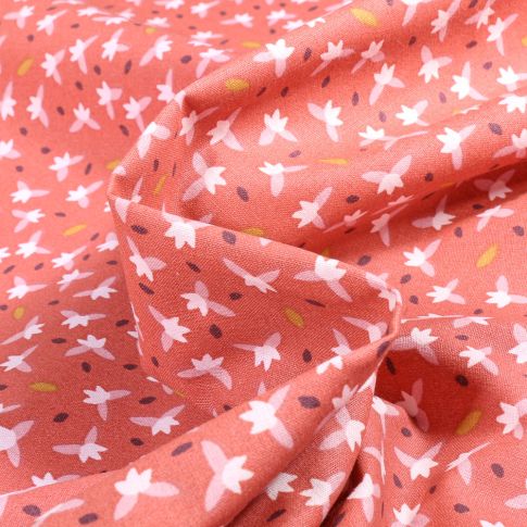 Tissu Coton imprimé Bio Zif sur fond Saumon