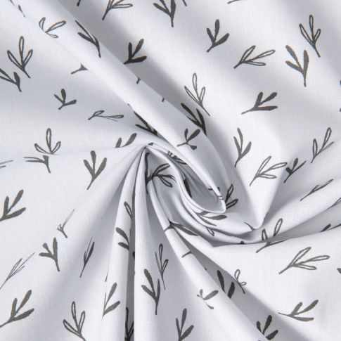 Tissu Coton imprimé Zefir brindilles sur fond Blanc cassé
