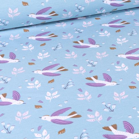 Tissu Jersey Coton Zoilo sur fond Bleu