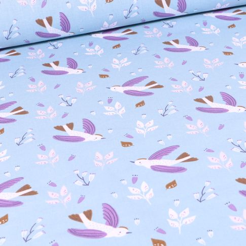 Tissu Coton imprimé Arty Zoilo sur fond Bleu ciel