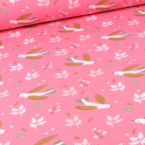 Tissu Jersey Coton Zoilo sur fond Rose