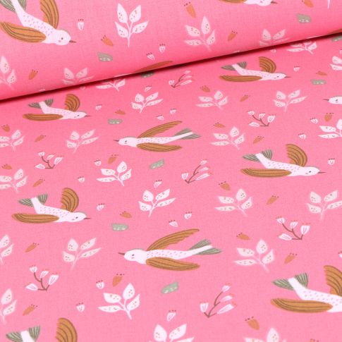 Tissu Coton imprimé Arty Zoilo sur fond Rose